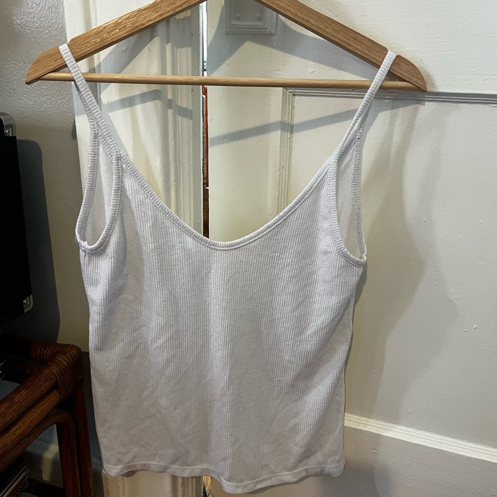 brandy melville white loose fitting ribbed tank top